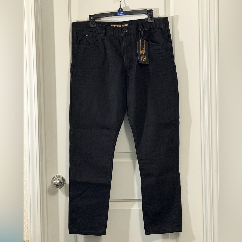 Express Men's Black Slim Straight Jeans